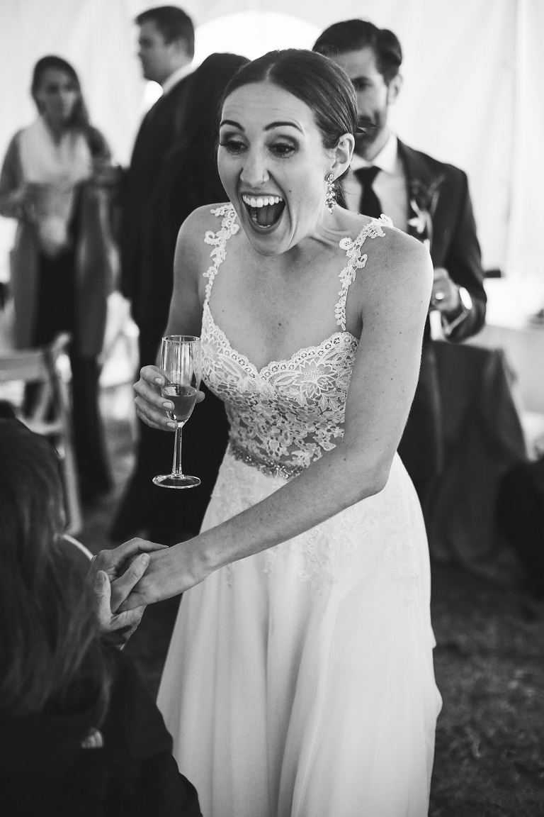 Bride laughin