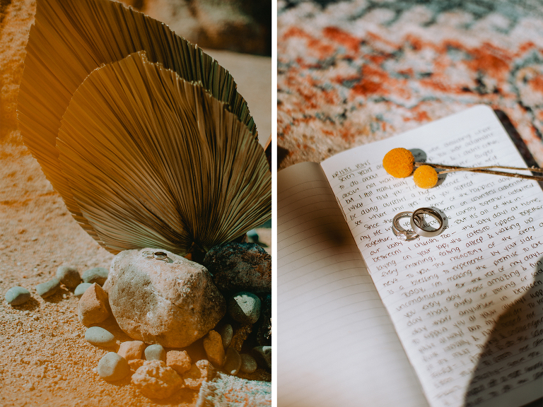 The bride and groom's rings displayed at their Alabama Hills elopement.