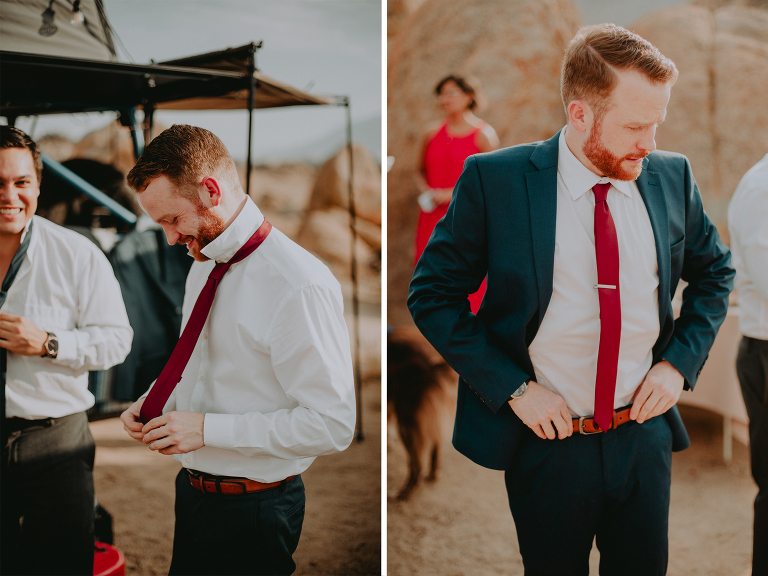 Paul gets ready at the elopement site in Alabama Hills. 
