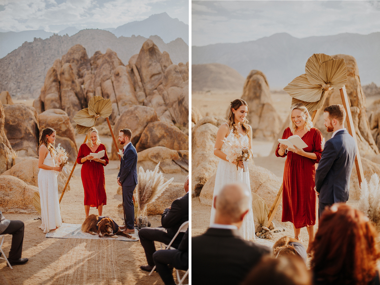 Kristi and Paul stand at the altar during their Alabama Hills elopement.