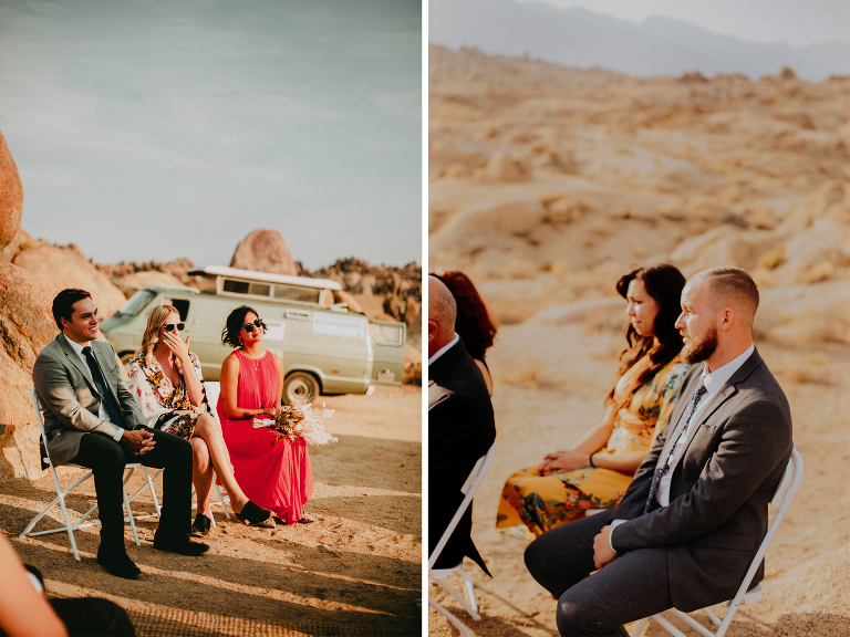 Guests watch Paul and Kristi say their vows during their Alabama Hills elopement.