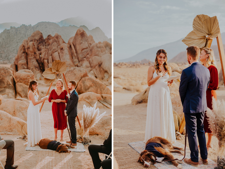 Kristi reads her vows aloud during their Alabama Hills elopement.