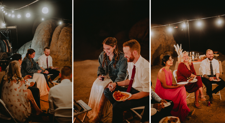 Paul, Kristi and guests listen to videos shared from friends who were unable to join in their special day in Alabama Hills.