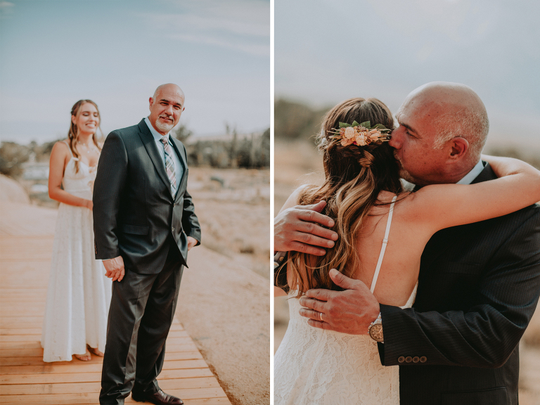 Kristi's dad sees her in her dress for the first time before her elopement.